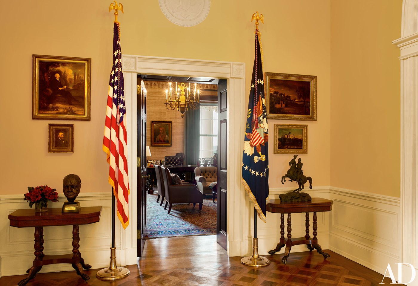 The Obamas White House Treaty Room Flags Scene Therapy